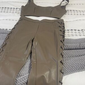 Stylish Tan Lace-Up Women's Pants